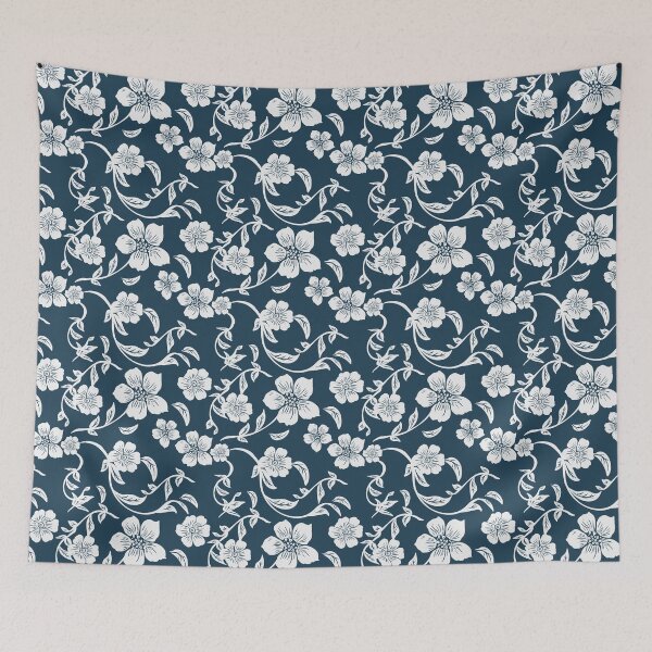 Item preview, Navy Blue Floral Botanical Seamless Pattern & Quote designed and sold by ​Jyoti Digital Artist.