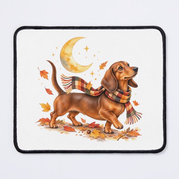 Item preview, Cozy Dachshund Under a Crescent Moon | Fall Dog designed and sold by PAPIRO SIGLO XXI.