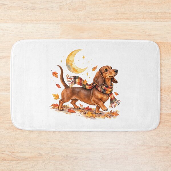 Item preview, Cozy Dachshund Under a Crescent Moon | Fall Dog designed and sold by PAPIRO SIGLO XXI.