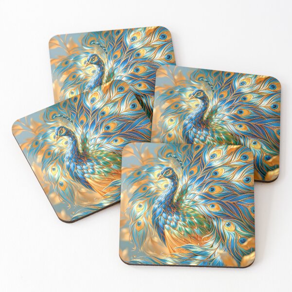 Item preview,  Beautiful Peacock  in Blue and Gold designed and sold by MargaretWiktor.