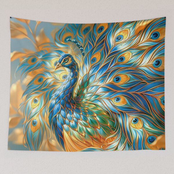 Item preview,  Beautiful Peacock  in Blue and Gold designed and sold by MargaretWiktor.