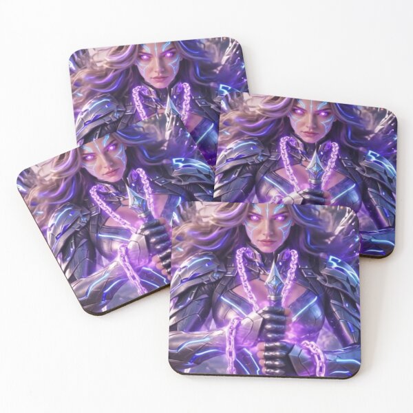 Item preview, Cyber Abyss Mage - Neon Purple Sci-Fi Armor Girl designed and sold by EvolutionMerch.