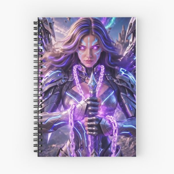 Item preview, Cyber Abyss Mage - Neon Purple Sci-Fi Armor Girl designed and sold by EvolutionMerch.