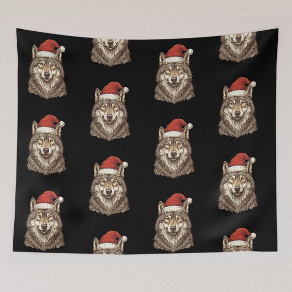 Item preview,  Majestic Wolf Wearing a Santa Hat Christmas Holiday designed and sold by SOUFIANE1991.