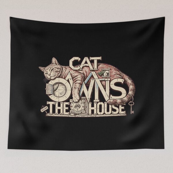 Item preview, Cat Owns the House Shirt, Funny Cat Lover T-Shirt, Cat Mom Gift, Cat Dad Gift, Feline Lover Apparel, Vintage Cat Design, Crazy Cat Lady Gift, Cat Owner Shirt, Kitty Graphic designed and sold by Typologystudios.
