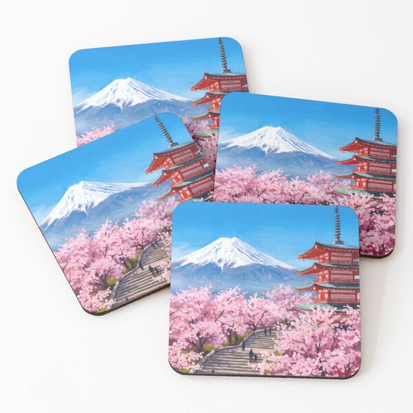 Item preview, Chureito Pagoda and Mount Fuji in Bloom designed and sold by RedPeaStudio.