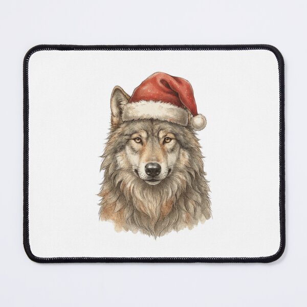 Item preview,  Majestic Wolf Wearing a Santa Hat Christmas Holiday designed and sold by SOUFIANE1991.