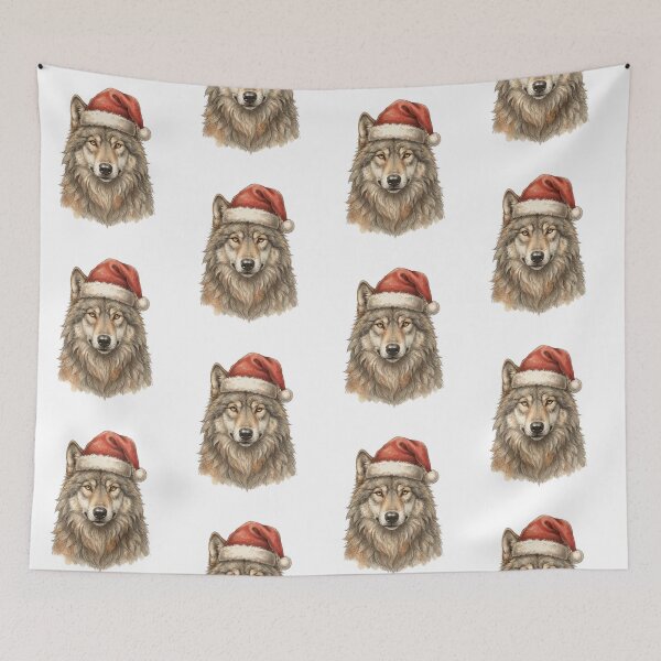 Item preview,  Majestic Wolf Wearing a Santa Hat Christmas Holiday designed and sold by SOUFIANE1991.