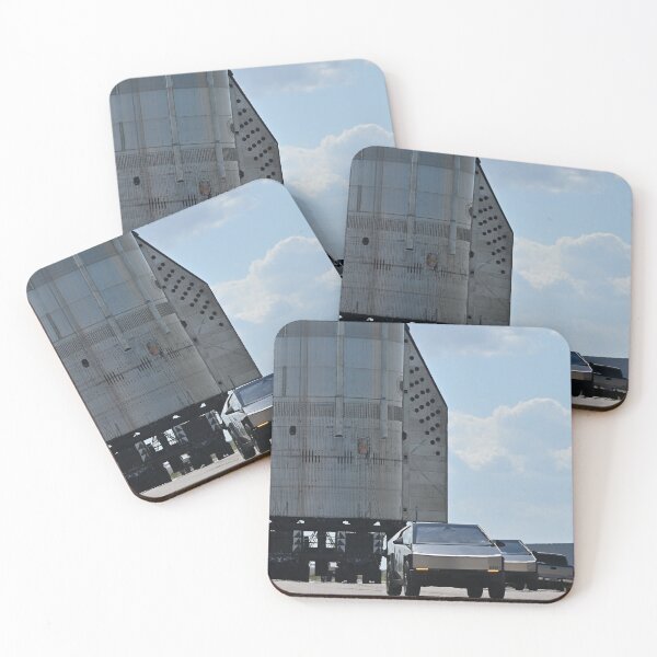 Item preview, Tesla Cyber Trucks lead a Starship out to the launchpad designed and sold by STFPhotoAgency.