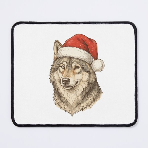 Item preview, Majestic Wolf Wearing a Santa Hat Christmas Holiday designed and sold by SOUFIANE1991.