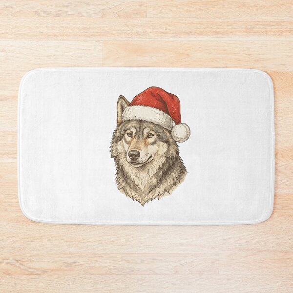Item preview, Majestic Wolf Wearing a Santa Hat Christmas Holiday designed and sold by SOUFIANE1991.