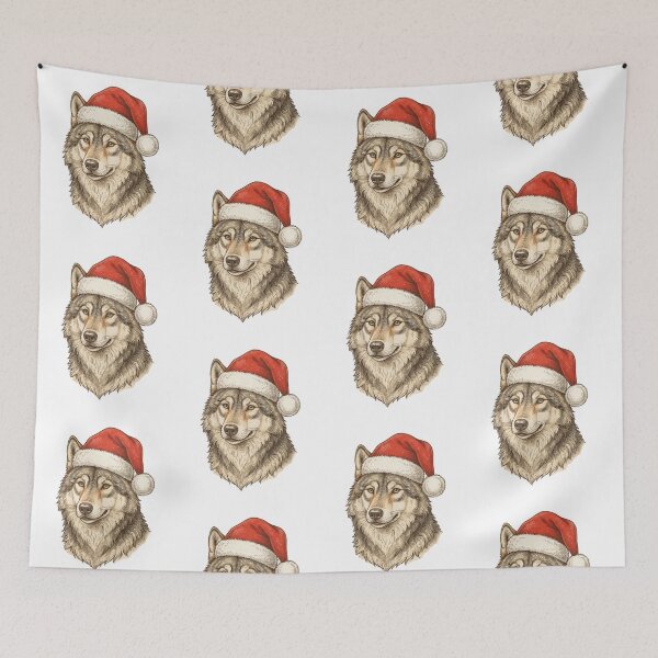 Item preview, Majestic Wolf Wearing a Santa Hat Christmas Holiday designed and sold by SOUFIANE1991.