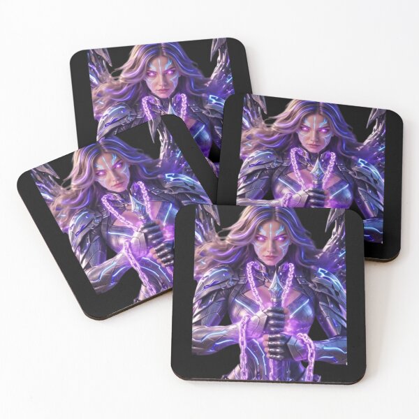 Item preview, Cyber Abyss Mage - Neon Purple Sci-Fi Armor Girl designed and sold by EvolutionMerch.