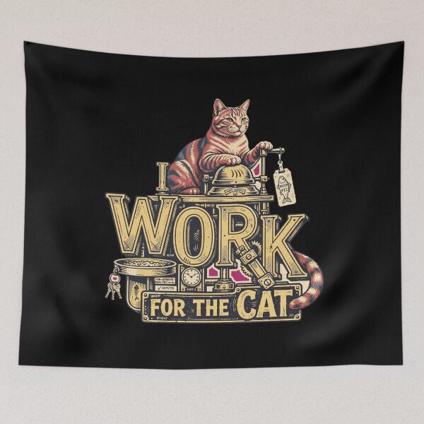 Item preview, I Work for the Cat Shirt, Funny Cat Lover T-Shirt, Cat Mom Gift, Cat Dad Gift, Feline Lover Apparel, Cat Owner Shirt, Crazy Cat Lady Gift, Vintage Kitty Graphic designed and sold by Typologystudios.