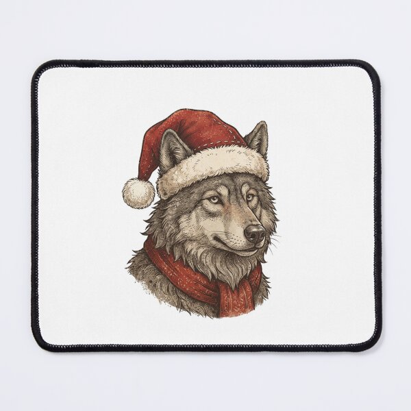 Item preview, Majestic Wolf Wearing a Santa Hat Christmas Holiday designed and sold by SOUFIANE1991.