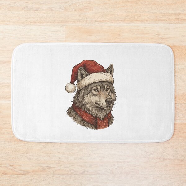 Item preview, Majestic Wolf Wearing a Santa Hat Christmas Holiday designed and sold by SOUFIANE1991.