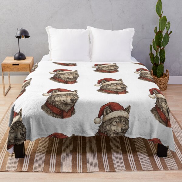 Item preview, Majestic Wolf Wearing a Santa Hat Christmas Holiday designed and sold by SOUFIANE1991.