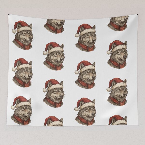 Item preview, Majestic Wolf Wearing a Santa Hat Christmas Holiday designed and sold by SOUFIANE1991.