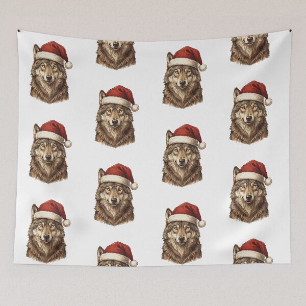 Item preview,  Majestic Wolf Wearing a Santa Hat Christmas Holiday designed and sold by SOUFIANE1991.