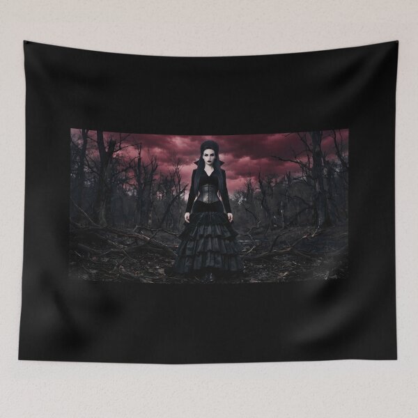 Item preview, Gothic Queen in Crimson Forest Dark Art Print designed and sold by AfresStudio.