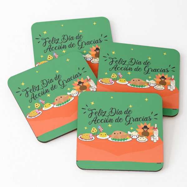Item preview, Puerto Rico Kawaii Food Thanksgiving Table - Turkey Mofongo Coquito Flan Rice Potatoes Pineapple Ham designed and sold by byDarling.