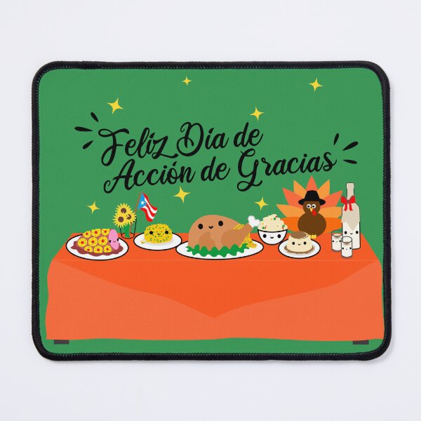 Item preview, Puerto Rico Kawaii Food Thanksgiving Table - Turkey Mofongo Coquito Flan Rice Potatoes Pineapple Ham designed and sold by byDarling.