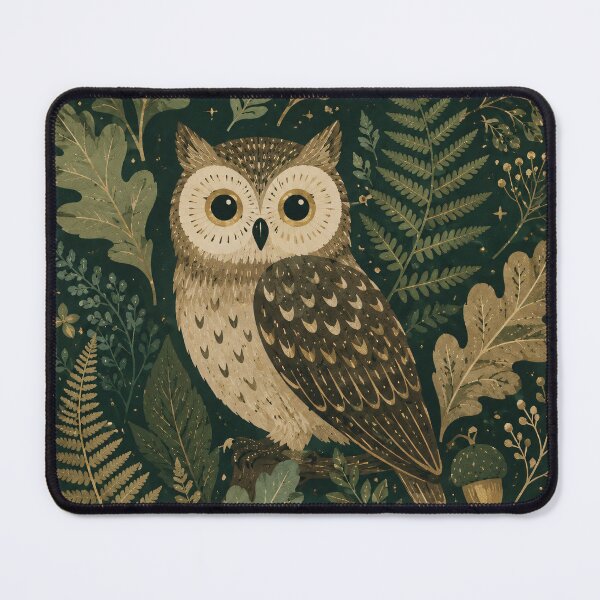 Item preview, Vintage Woodland Owl - Oak Leaves Fern And Moon Folk Art Painting designed and sold by Jozefin's Studio.