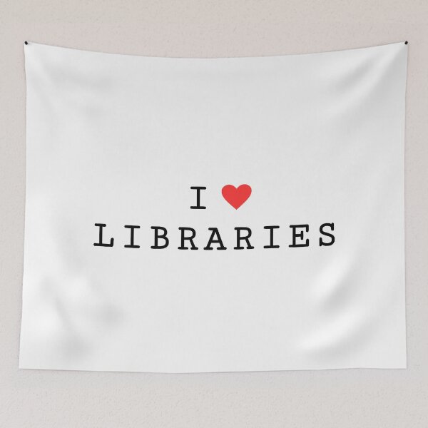Item preview, I Heart Libraries [Black with Red] designed and sold by meowinggooseshop.