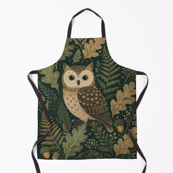 Item preview, Vintage Woodland Owl - Oak Leaves Fern And Moon Folk Art Painting designed and sold by Jozefin's Studio.