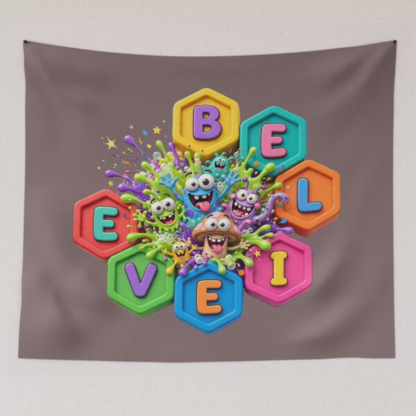 Item preview, Colorful Monster Letter Blocks Spell Believe designed and sold by puzzell.