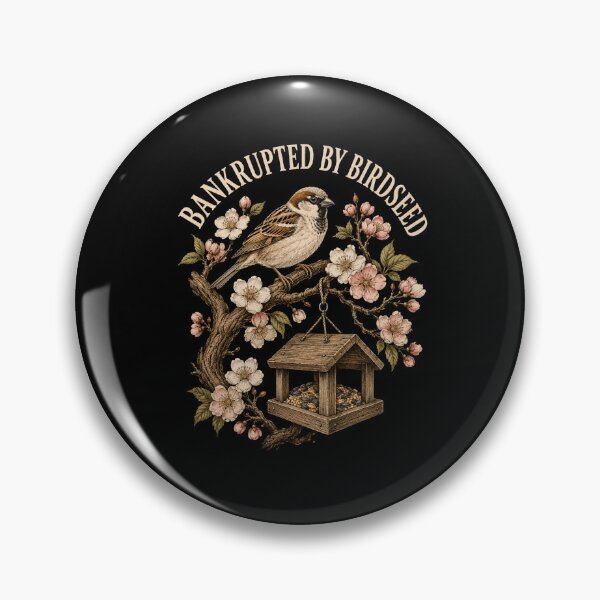 Item preview, bird feeder bird lover floral branch vintage art designed and sold by ROUX-ART.