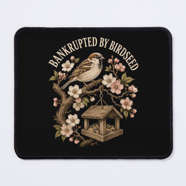 Item preview, bird feeder bird lover floral branch vintage art designed and sold by ROUX-ART.