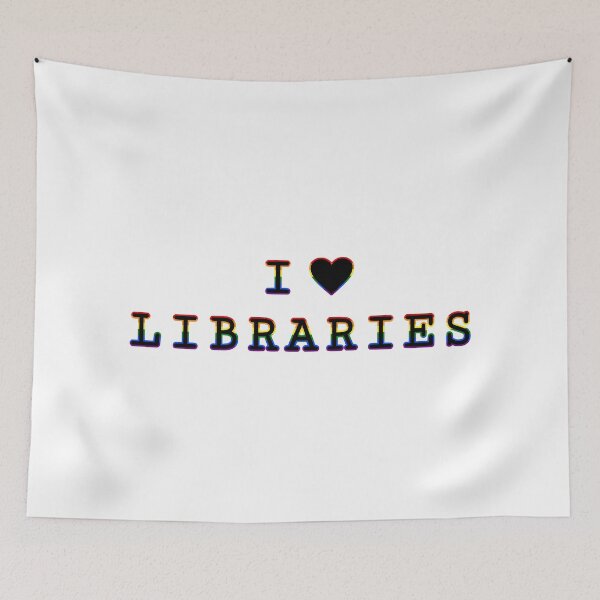 Item preview, I Heart Libraries [Black with Rainbow] designed and sold by meowinggooseshop.