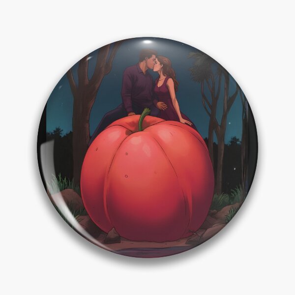 Item preview, Kissing Couple on Giant Peach Moonlit Forest Anime Illustration designed and sold by mijaczeek.