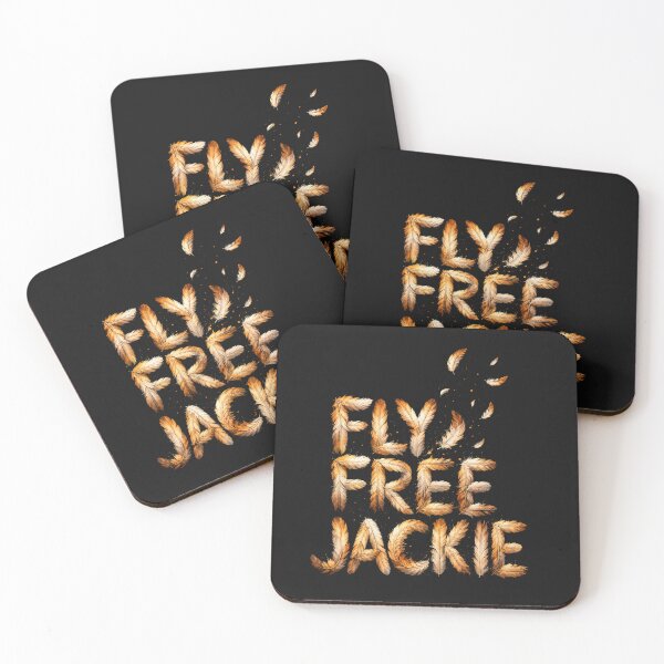 Item preview, Fly Free Jackie Big Bear Eagle Tribute Feather Texture Typography Memorial Gift for Eagle Lovers designed and sold by Nightarel.