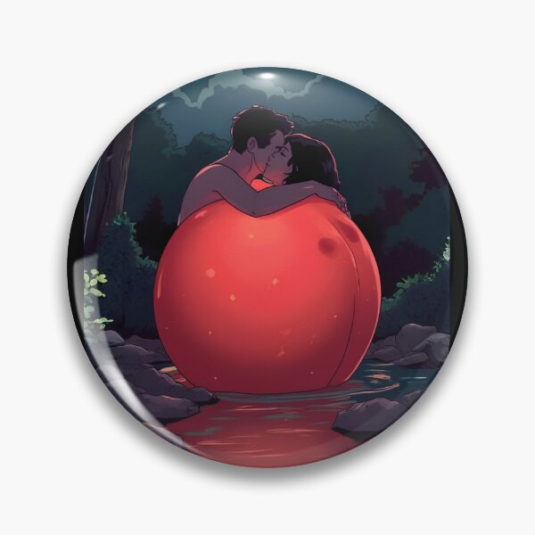 Item preview, Kissing Couple on Giant Peach Moonlit Forest Anime Illustration designed and sold by mijaczeek.