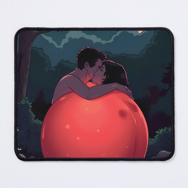 Item preview, Kissing Couple on Giant Peach Moonlit Forest Anime Illustration designed and sold by mijaczeek.