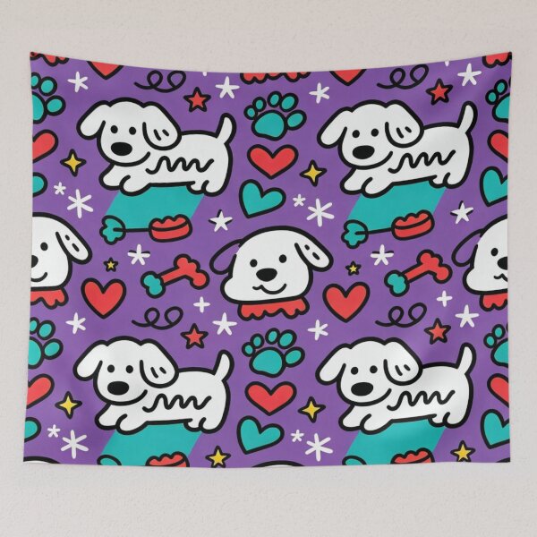 Item preview, Heart & Pup Pattern designed and sold by PoloPrintsUK.