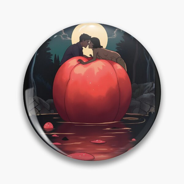 Item preview, Kissing Couple on Giant Peach Moonlit Forest Anime Illustration designed and sold by mijaczeek.
