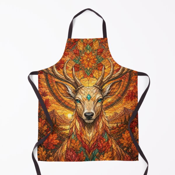 Item preview, The Guardian of Autumn – Flaming Stag in Stained Glass designed and sold by Pixel Otaku Gallery.