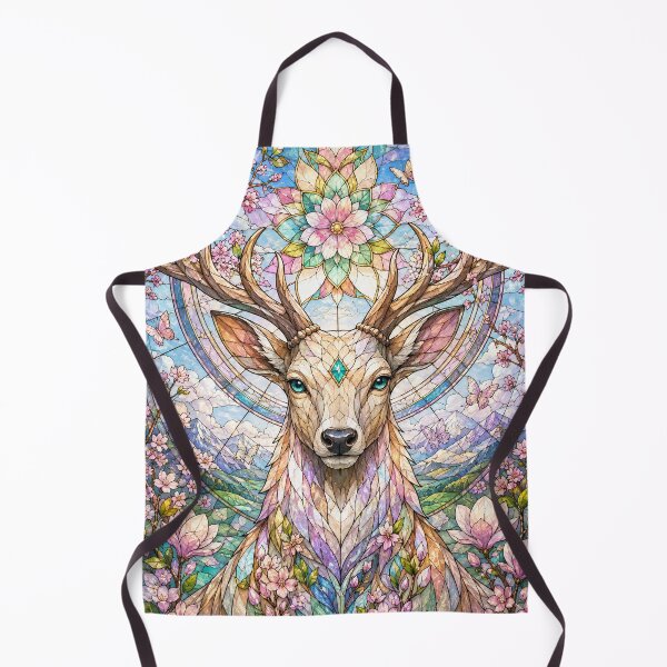 Item preview, The Guardian of Spring – Floral Stag in Stained Glass designed and sold by Pixel Otaku Gallery.