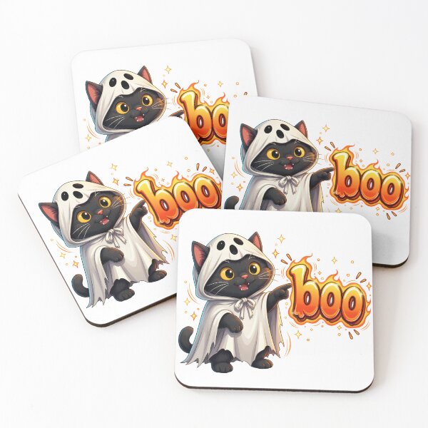 Item preview, Boo Ghost Cat - Cute Halloween Black Cat Costume Funny Spooky Kitten designed and sold by Retro Whiskers.