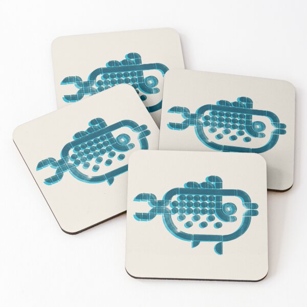 Item preview, Blue Current — Fish | Geometric Marine Art - turquoise and petrol blue designed and sold by POCOmuchoStudio.