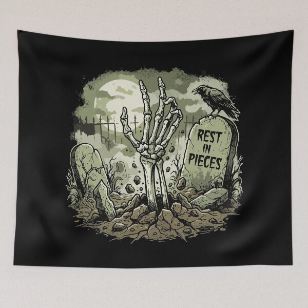 Item preview, HALLOWEEN Rest In Pieces Skeleton Hand - Retro Horror  designed and sold by Uglyandcute.