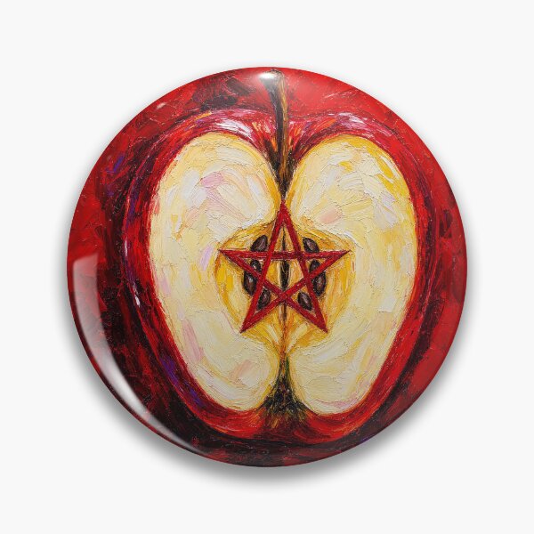 Item preview, Sacred Apple Pentagram: Pagan Star Core & Crimson Impasto Art designed and sold by chihuahuashower.