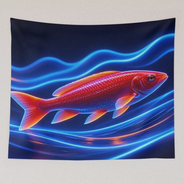 Item preview, Abstract Red Fish Art - Modern Oceanic Illustration designed and sold by Breezes-of-Ida.
