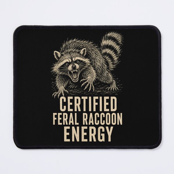 Item preview, Raccoon Certified Feral Energy Bold Wildlife Graphic designed and sold by ROUX-ART.