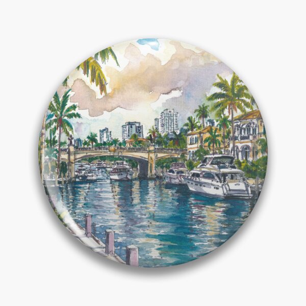 Item preview, Fort Lauderdale Watercolor – Florida Canals and Waterfront Art Print, Coastal Travel Gift designed and sold by artshop77.