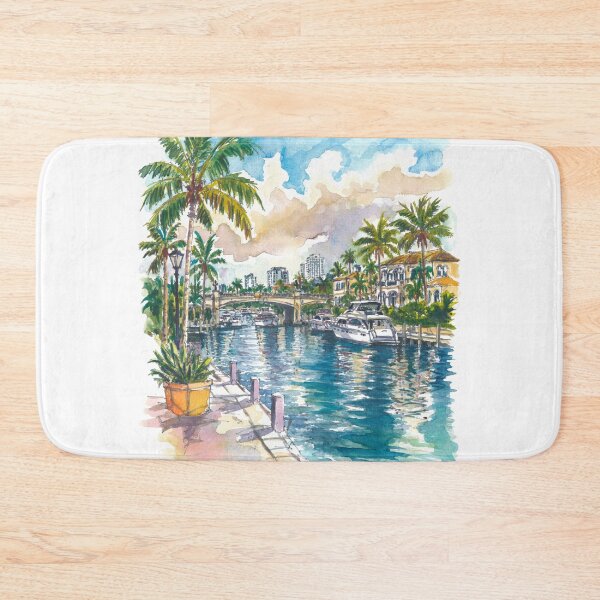 Item preview, Fort Lauderdale Watercolor – Florida Canals and Waterfront Art Print, Coastal Travel Gift designed and sold by artshop77.