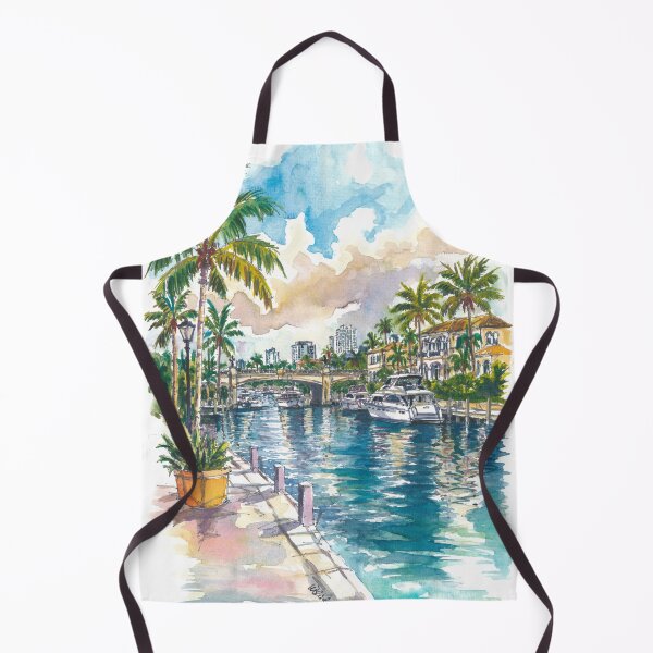 Item preview, Fort Lauderdale Watercolor – Florida Canals and Waterfront Art Print, Coastal Travel Gift designed and sold by artshop77.